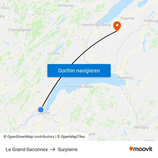 Le Grand-Saconnex to Surpierre map