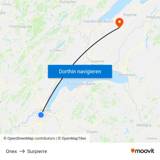 Onex to Surpierre map