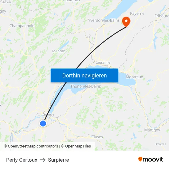 Perly-Certoux to Surpierre map