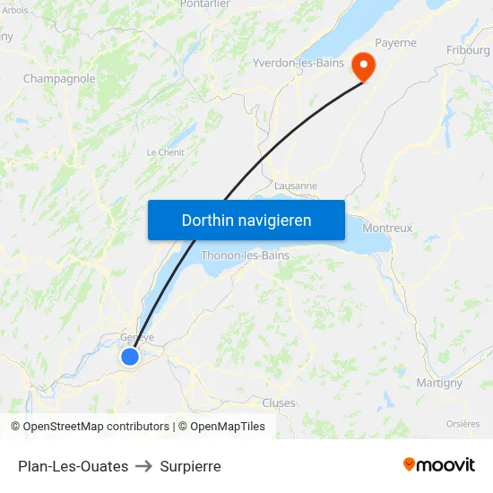Plan-Les-Ouates to Surpierre map