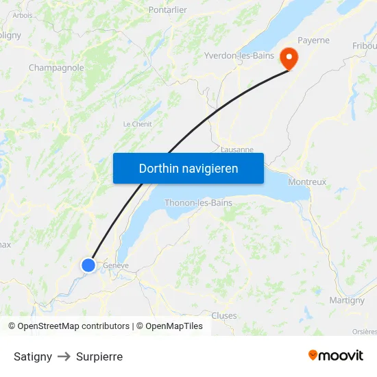 Satigny to Surpierre map