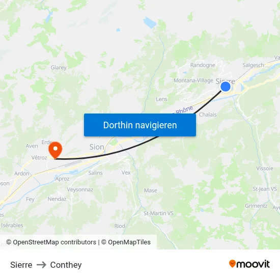 Sierre to Conthey map