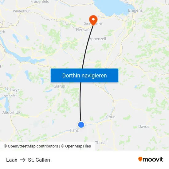 Laax to St. Gallen map