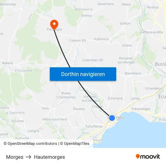 Morges to Hautemorges map