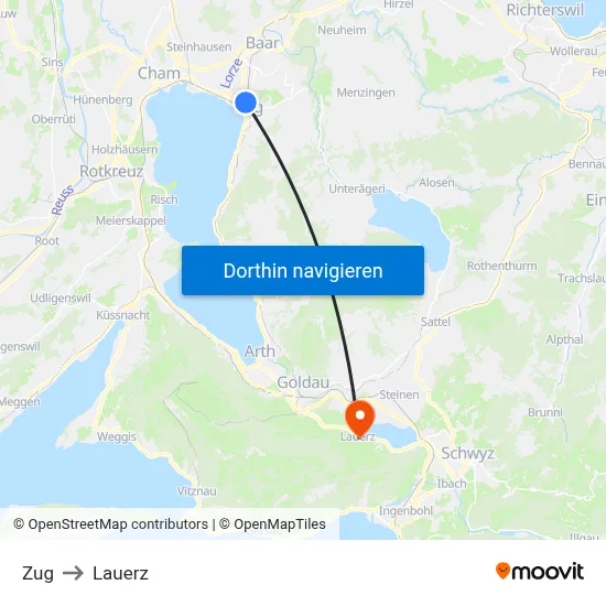 Zug to Lauerz map