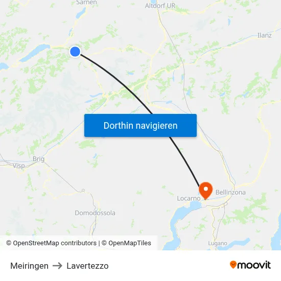 Meiringen to Lavertezzo map