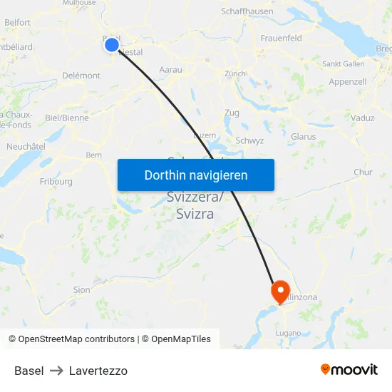 Basel to Lavertezzo map