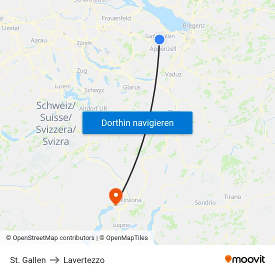 St. Gallen to Lavertezzo map