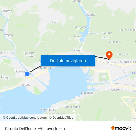 Circolo Dell'Isole to Lavertezzo map