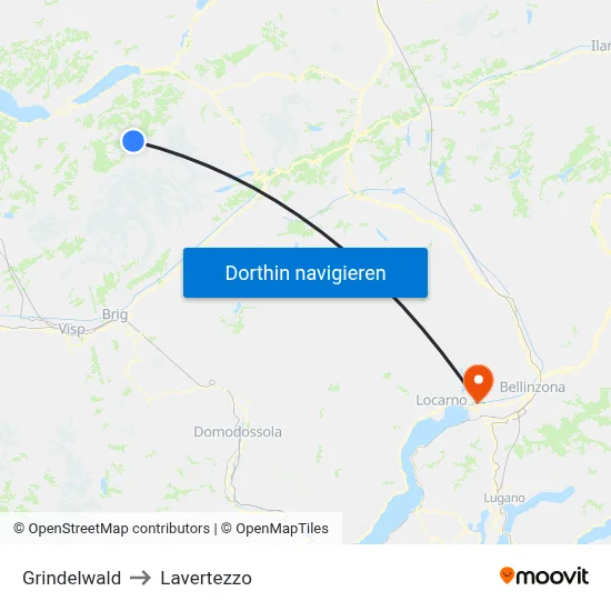 Grindelwald to Lavertezzo map