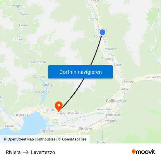 Riviera to Lavertezzo map