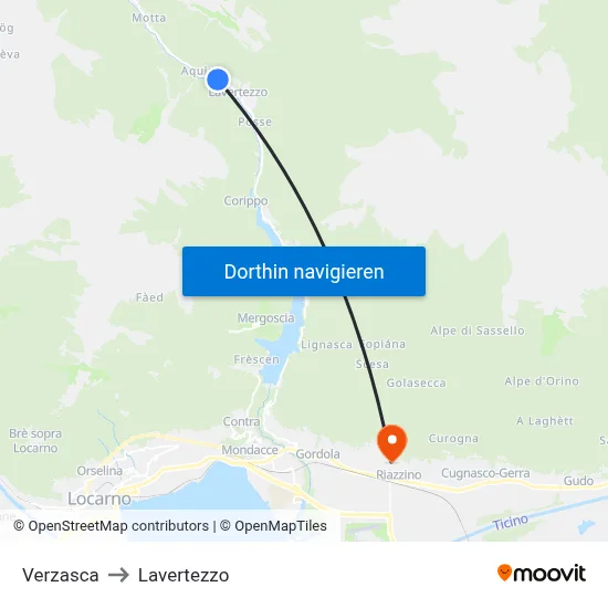 Verzasca to Lavertezzo map