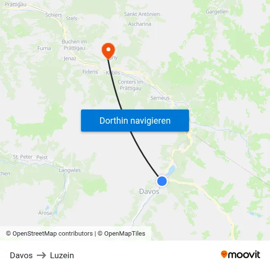Davos to Luzein map