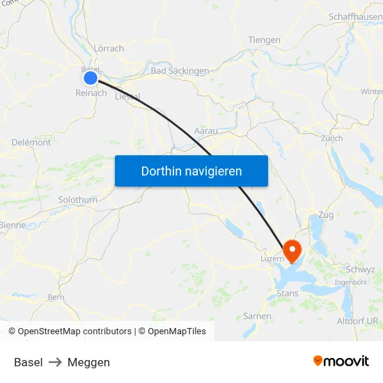 Basel to Meggen map