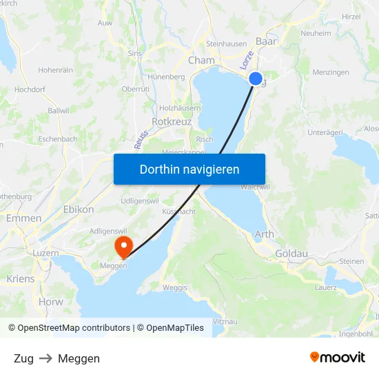 Zug to Meggen map