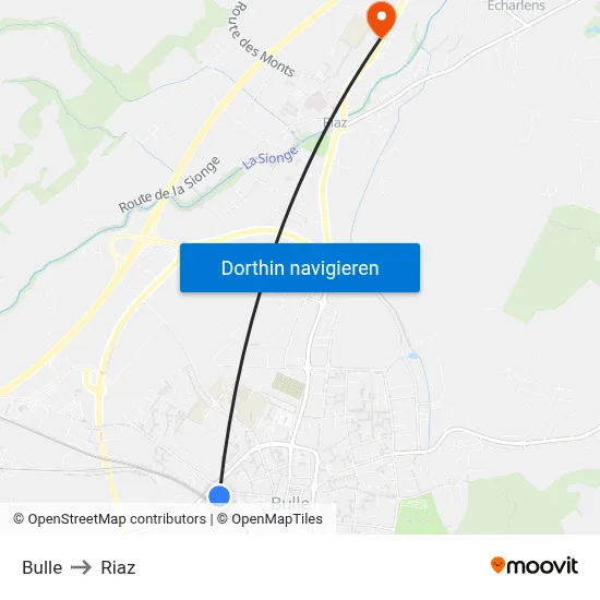 Bulle to Riaz map