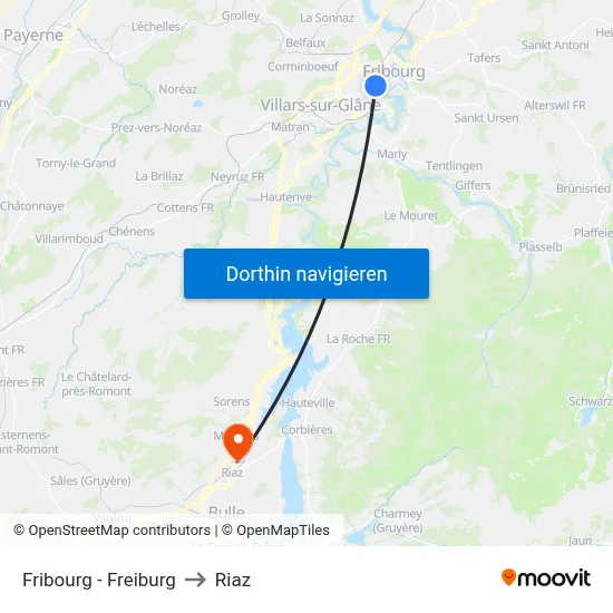 Fribourg - Freiburg to Riaz map