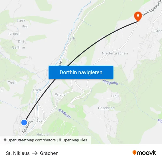 St. Niklaus to Grächen map