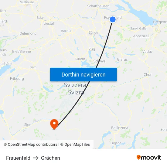Frauenfeld to Grächen map