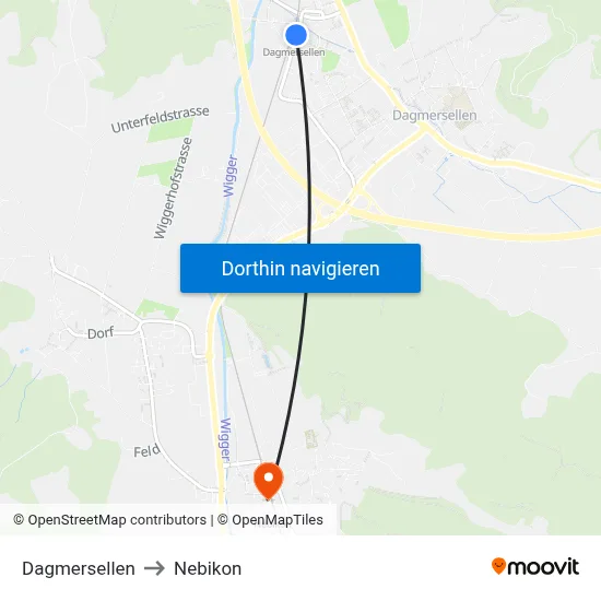 Dagmersellen to Nebikon map