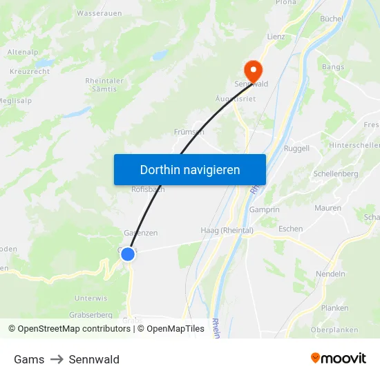 Gams to Sennwald map