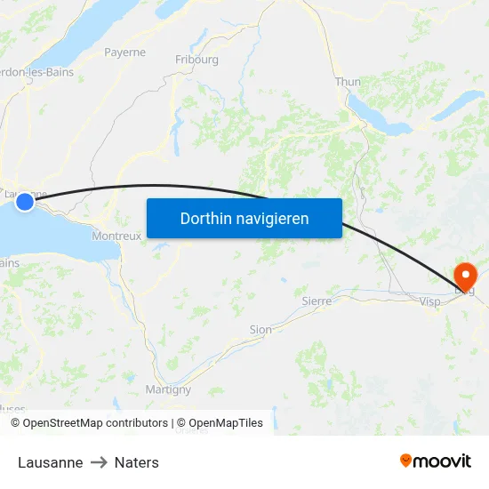 Lausanne to Naters map