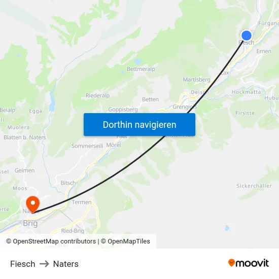 Fiesch to Naters map