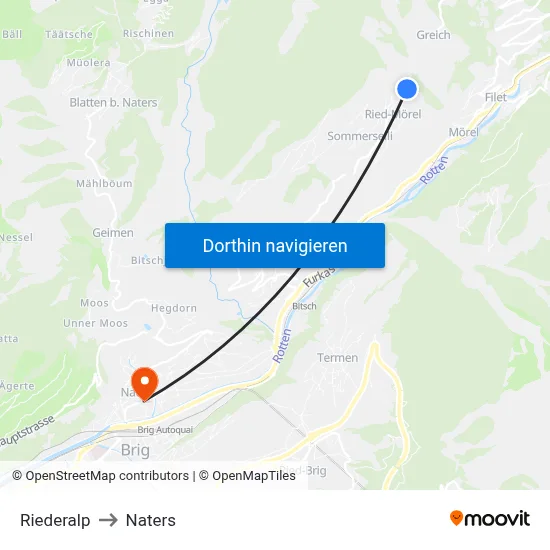 Riederalp to Naters map