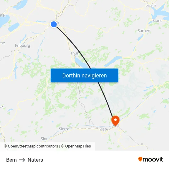 Bern to Naters map