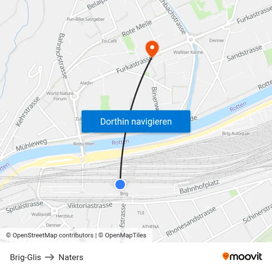 Brig-Glis to Naters map