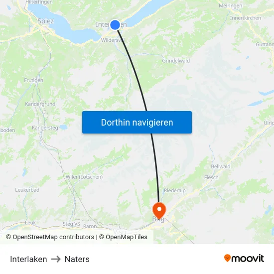 Interlaken to Naters map