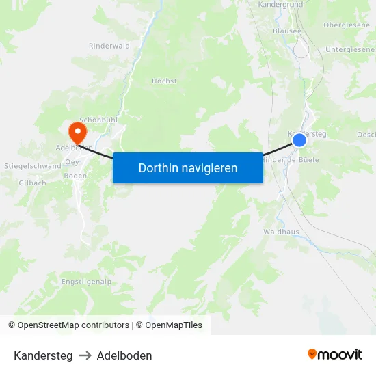 Kandersteg to Adelboden map