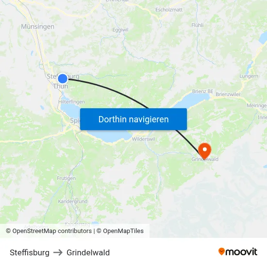 Steffisburg to Grindelwald map