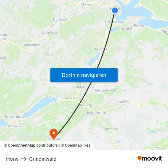 Horw to Grindelwald map