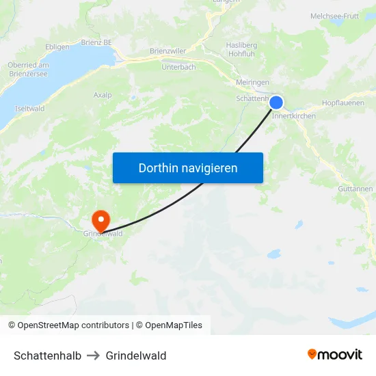 Schattenhalb to Grindelwald map