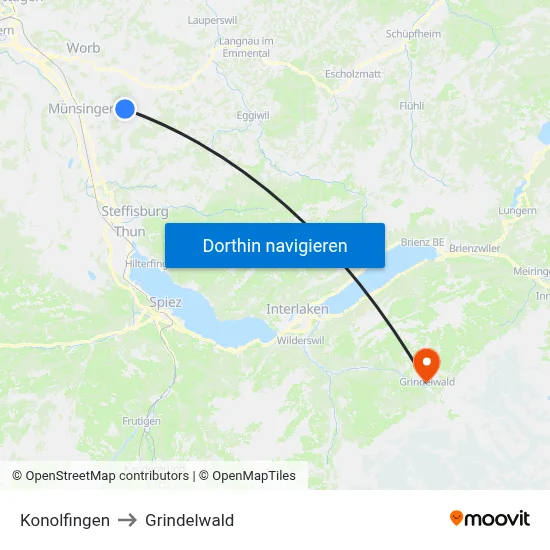 Konolfingen to Grindelwald map