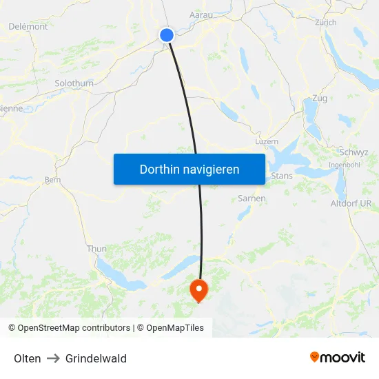Olten to Grindelwald map