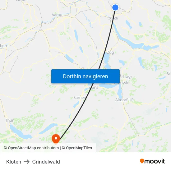 Kloten to Grindelwald map