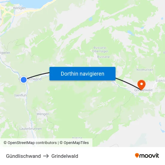 Gündlischwand to Grindelwald map