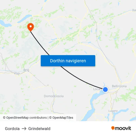 Gordola to Grindelwald map