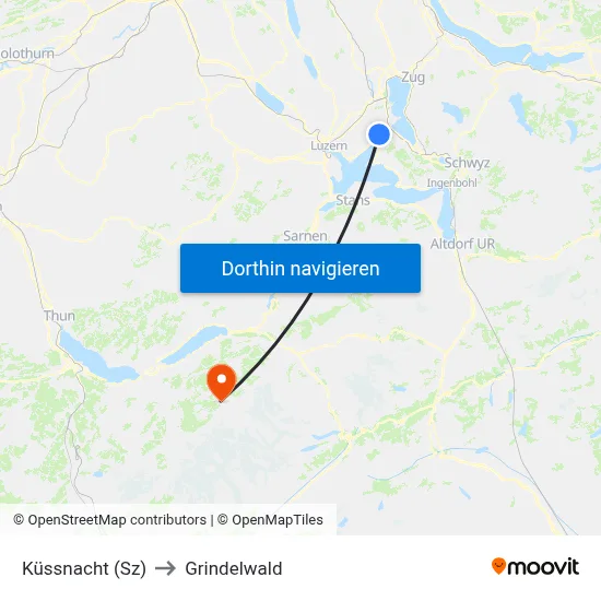 Küssnacht (Sz) to Grindelwald map