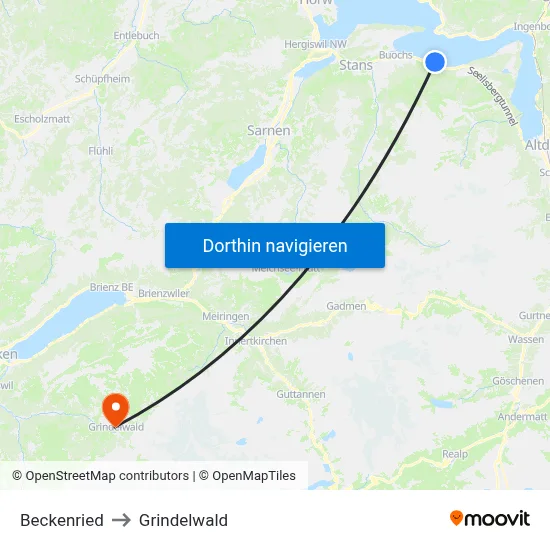 Beckenried to Grindelwald map