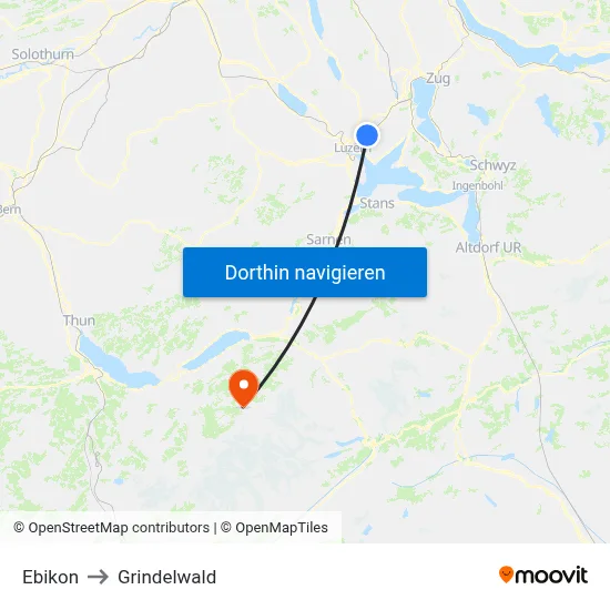 Ebikon to Grindelwald map