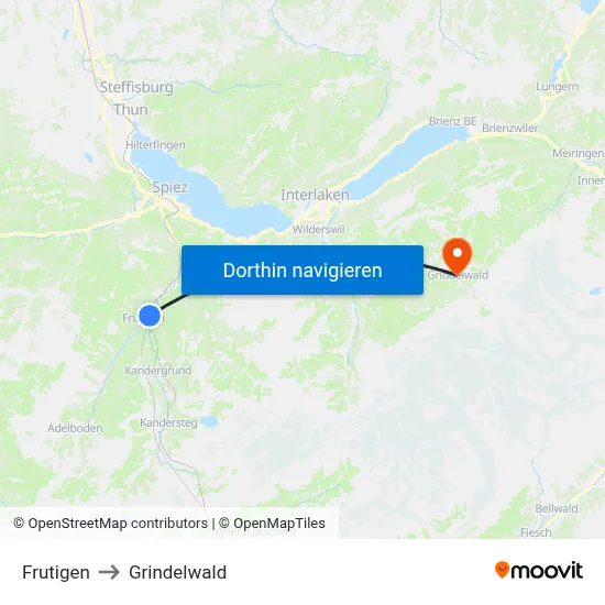 Frutigen to Grindelwald map