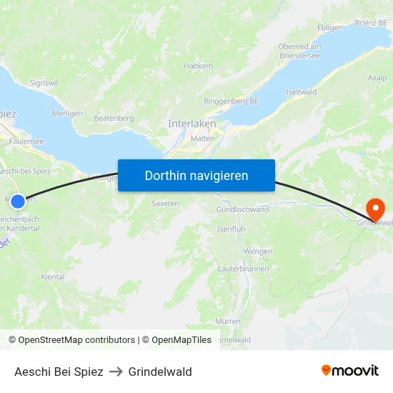 Aeschi Bei Spiez to Grindelwald map