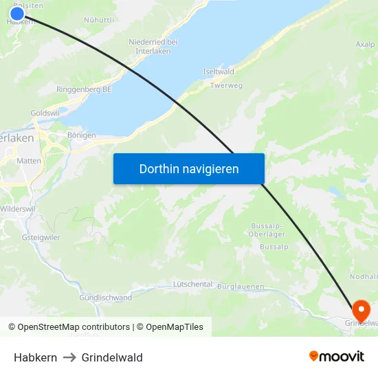 Habkern to Grindelwald map