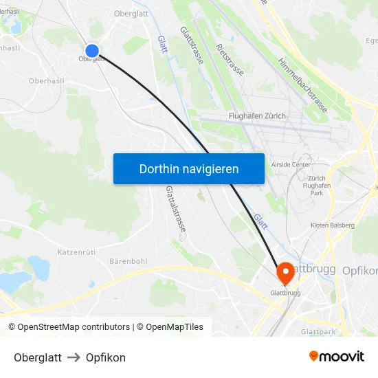 Oberglatt to Opfikon map