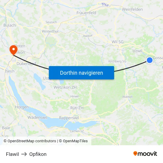 Flawil to Opfikon map