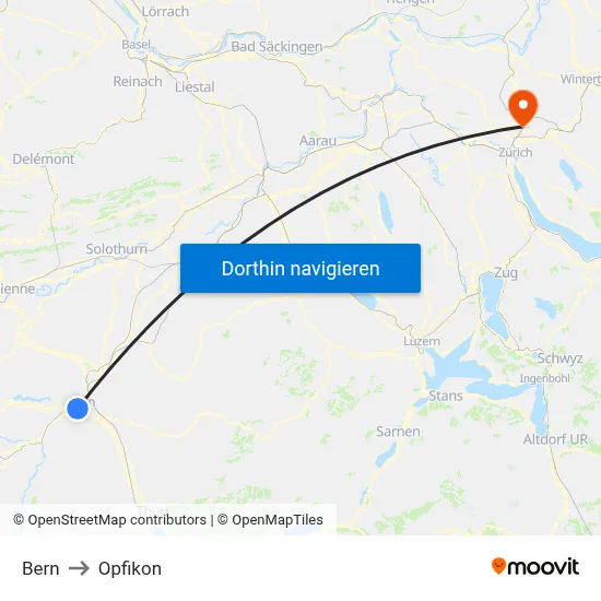 Bern to Opfikon map