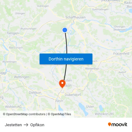 Jestetten to Opfikon map